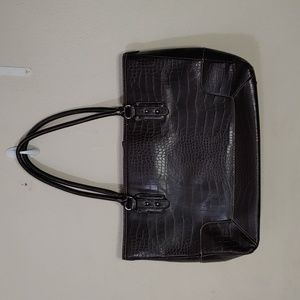 Faux Leather Large Shoulder Bag